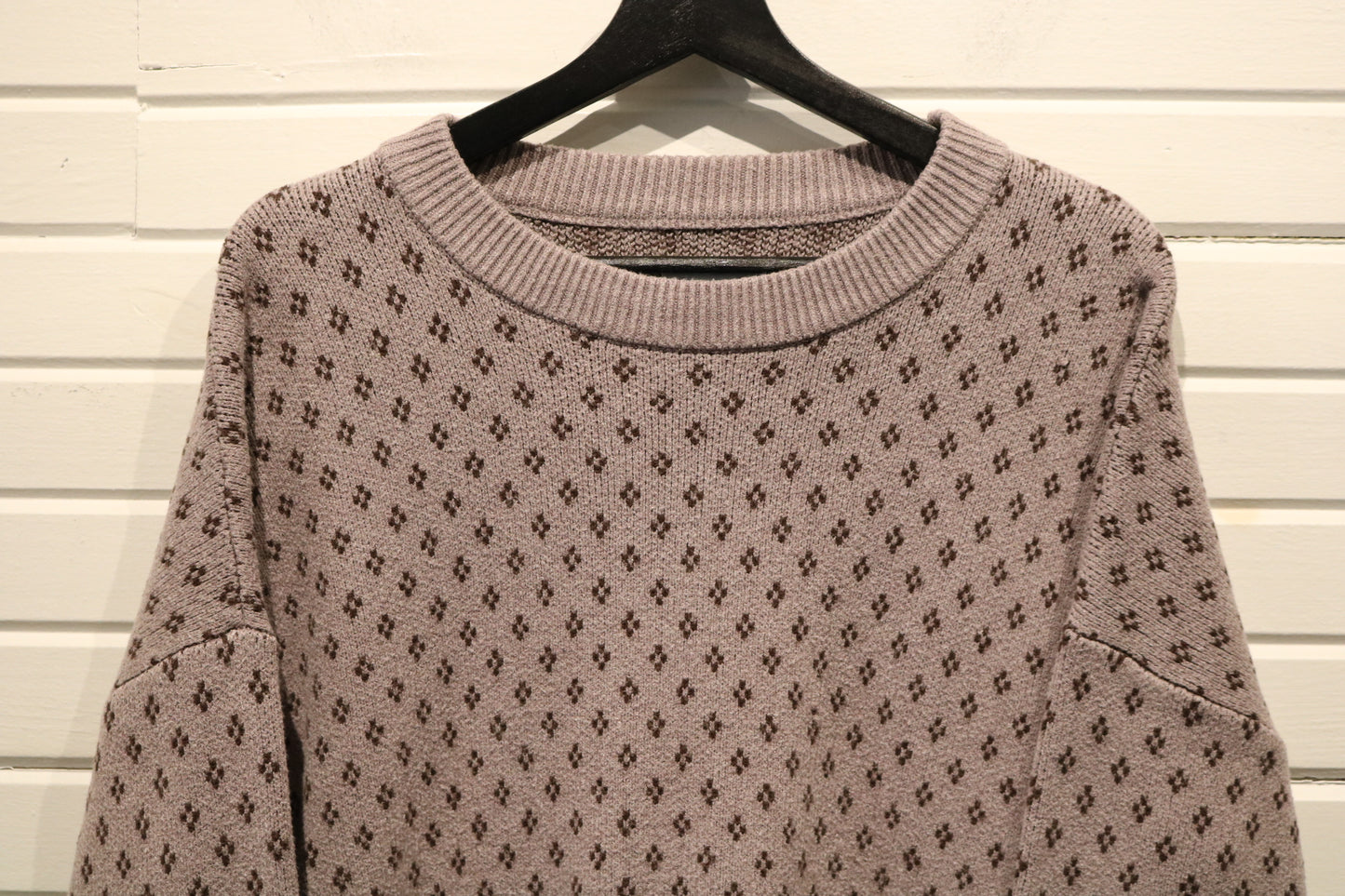 Vintage Patterned Crewneck Sweater | 90s Knit Pullover With Geometric Design | Retro Statement Knitwear