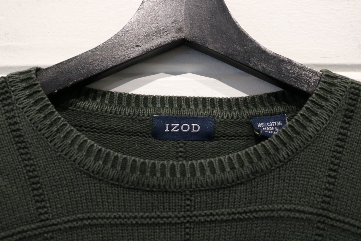 IZOD Sweater | Vintage 90s Checkered Knit Crewneck Pullover | Classic Soft Cotton Knitwear