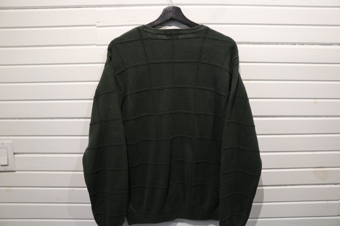 IZOD Sweater | Vintage 90s Checkered Knit Crewneck Pullover | Classic Soft Cotton Knitwear