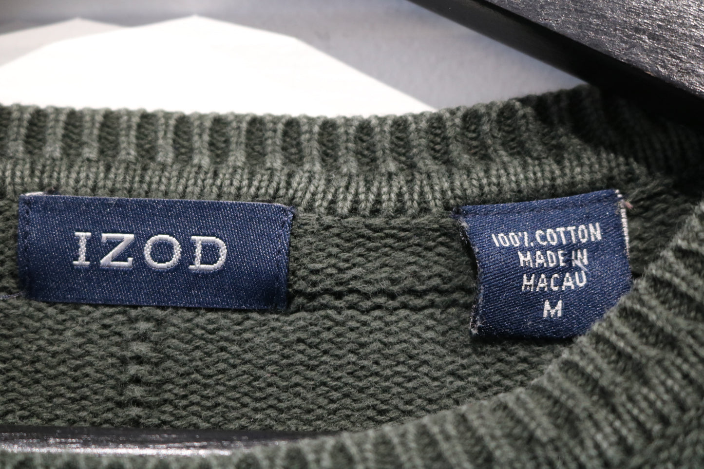 IZOD Sweater | Vintage 90s Checkered Knit Crewneck Pullover | Classic Soft Cotton Knitwear