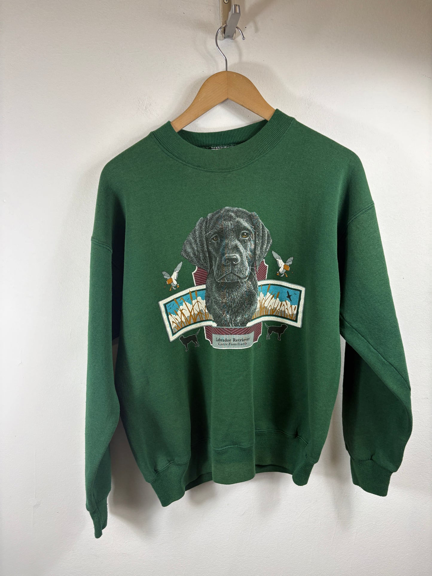 Lee Labrador Retriever Sweatshirt | Vintage 90s Animal Graphic Crewneck Pullover | Green Dog Lover Sweater