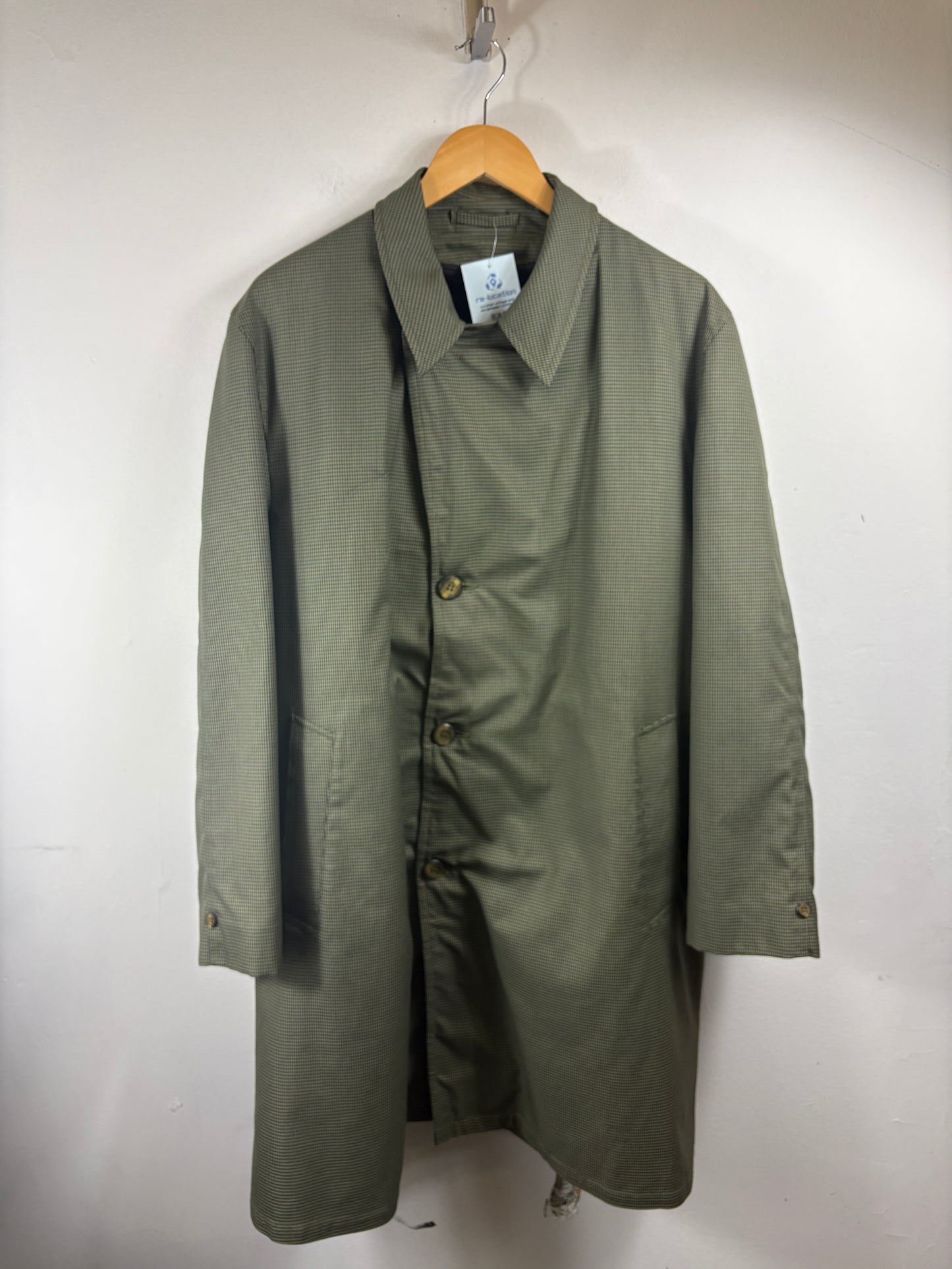Rainfair Houndstooth Coat | Vintage 70s Men's Water-Repellent Trench Jacket | Classic Green Outerwear
