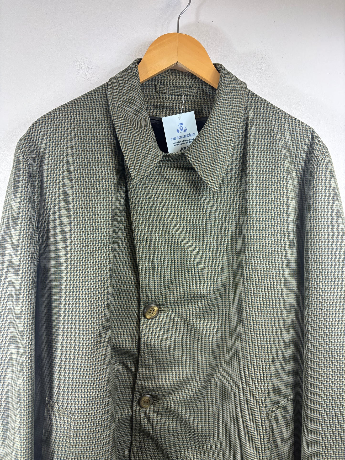 Rainfair Houndstooth Coat | Vintage 70s Men's Water-Repellent Trench Jacket | Classic Green Outerwear