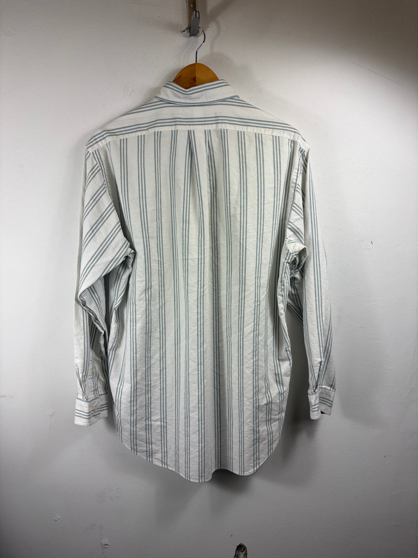 Ralph-Lauren Striped Button-Up Shirt | Vintage Classic Pinstripe Long Sleeve Shirt | Preppy Mens Casualwear