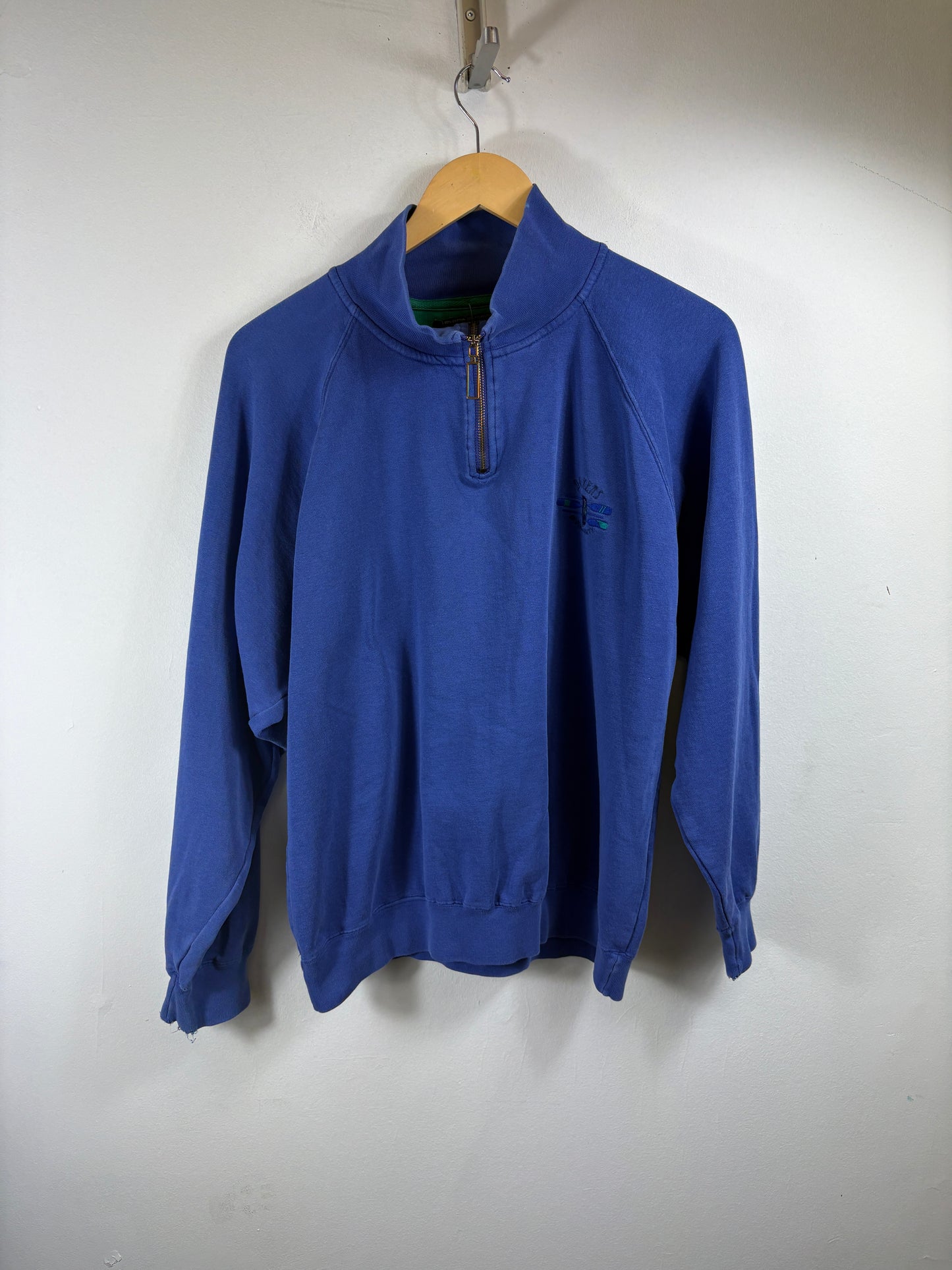 Dockers Quarter-Zip Sweatshirt | Vintage 90s Blue Embroidered Pullover | Classic Casual Layering
