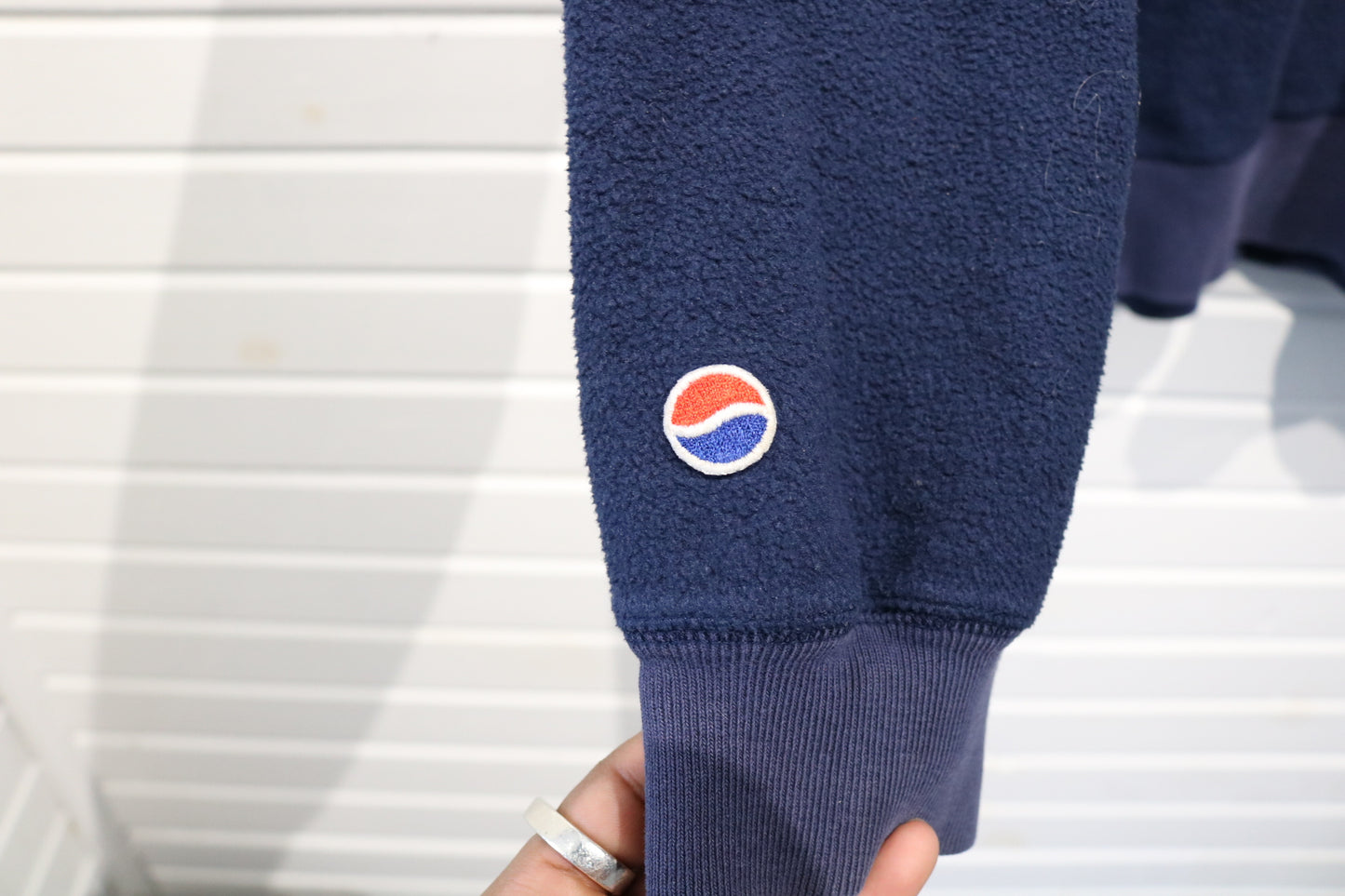 Pepsi Sweater | Vintage 1990s Navy Fleece Crewneck Sweatshirt | Retro Cola Logo Pullover
