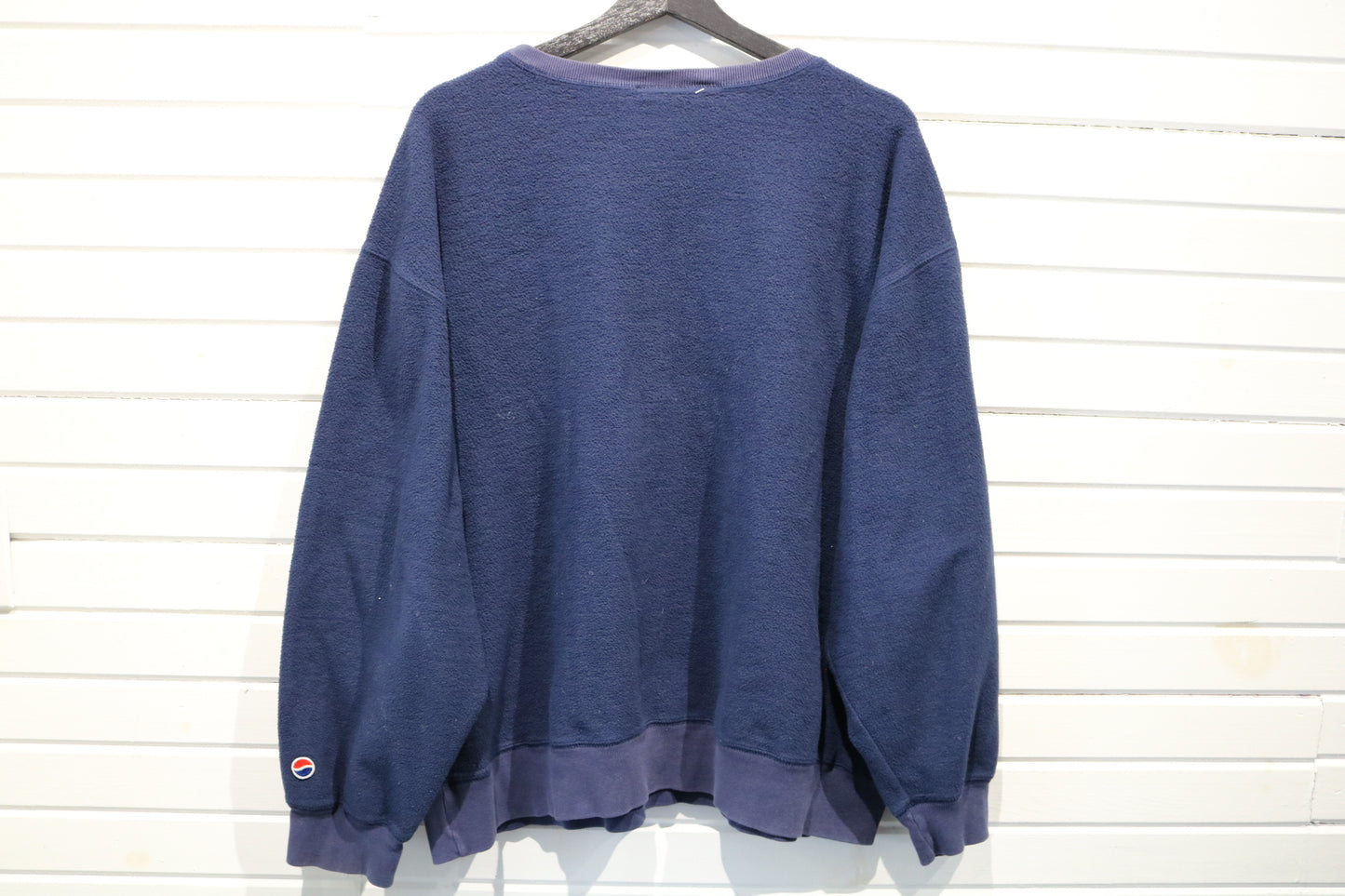 Pepsi Sweater | Vintage 1990s Navy Fleece Crewneck Sweatshirt | Retro Cola Logo Pullover