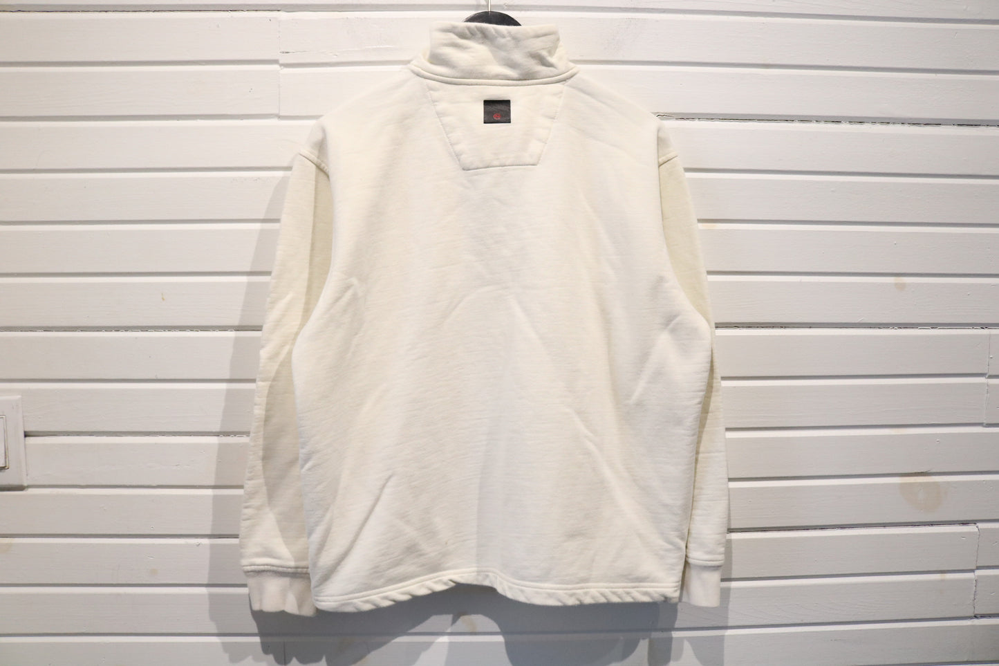 Nautica-Competition Quarter-Zip Sweatshirt | Vintage 90s Cream Pullover Top | Minimalist Embroidered Fleece