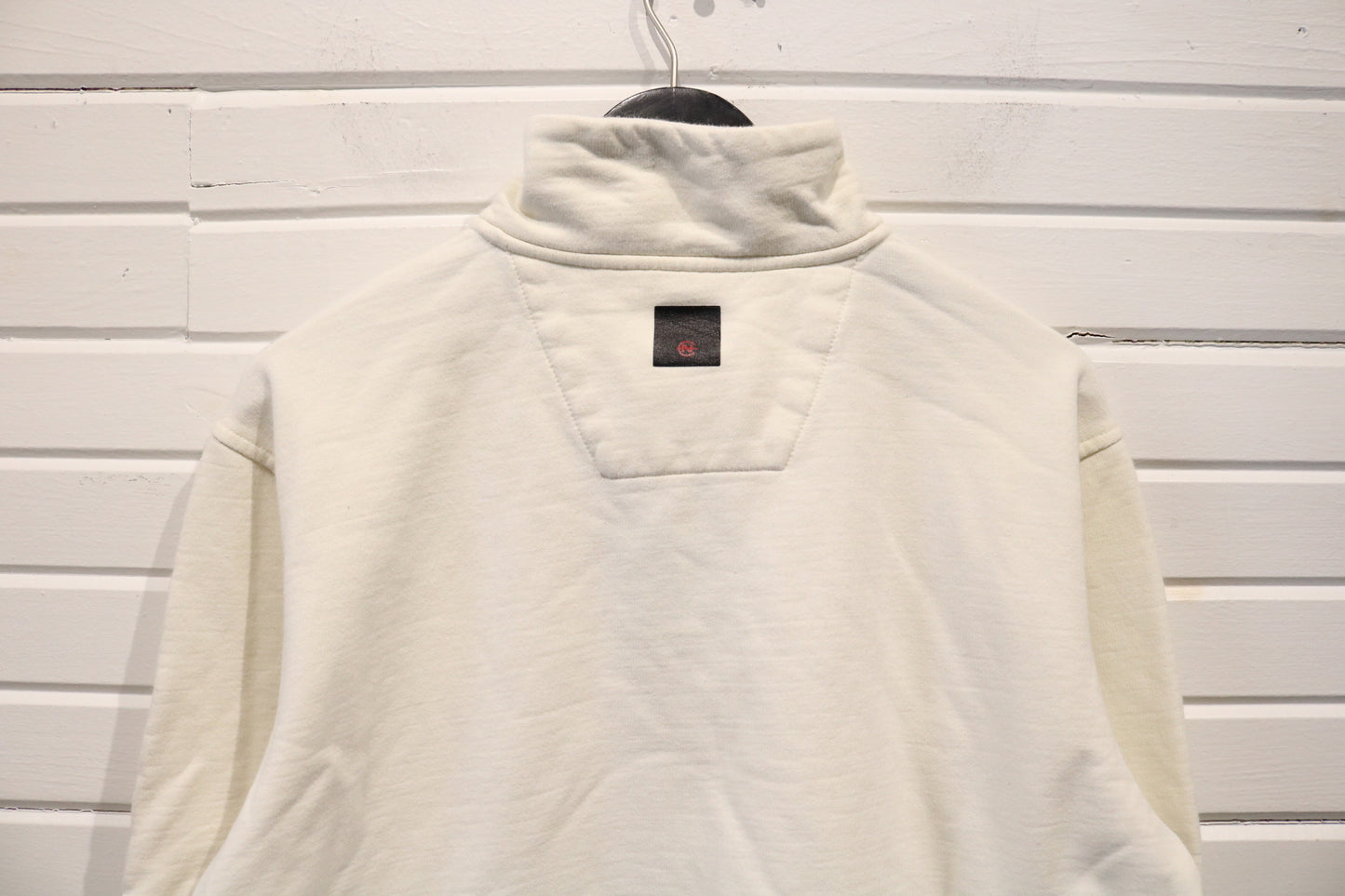 Nautica-Competition Quarter-Zip Sweatshirt | Vintage 90s Cream Pullover Top | Minimalist Embroidered Fleece