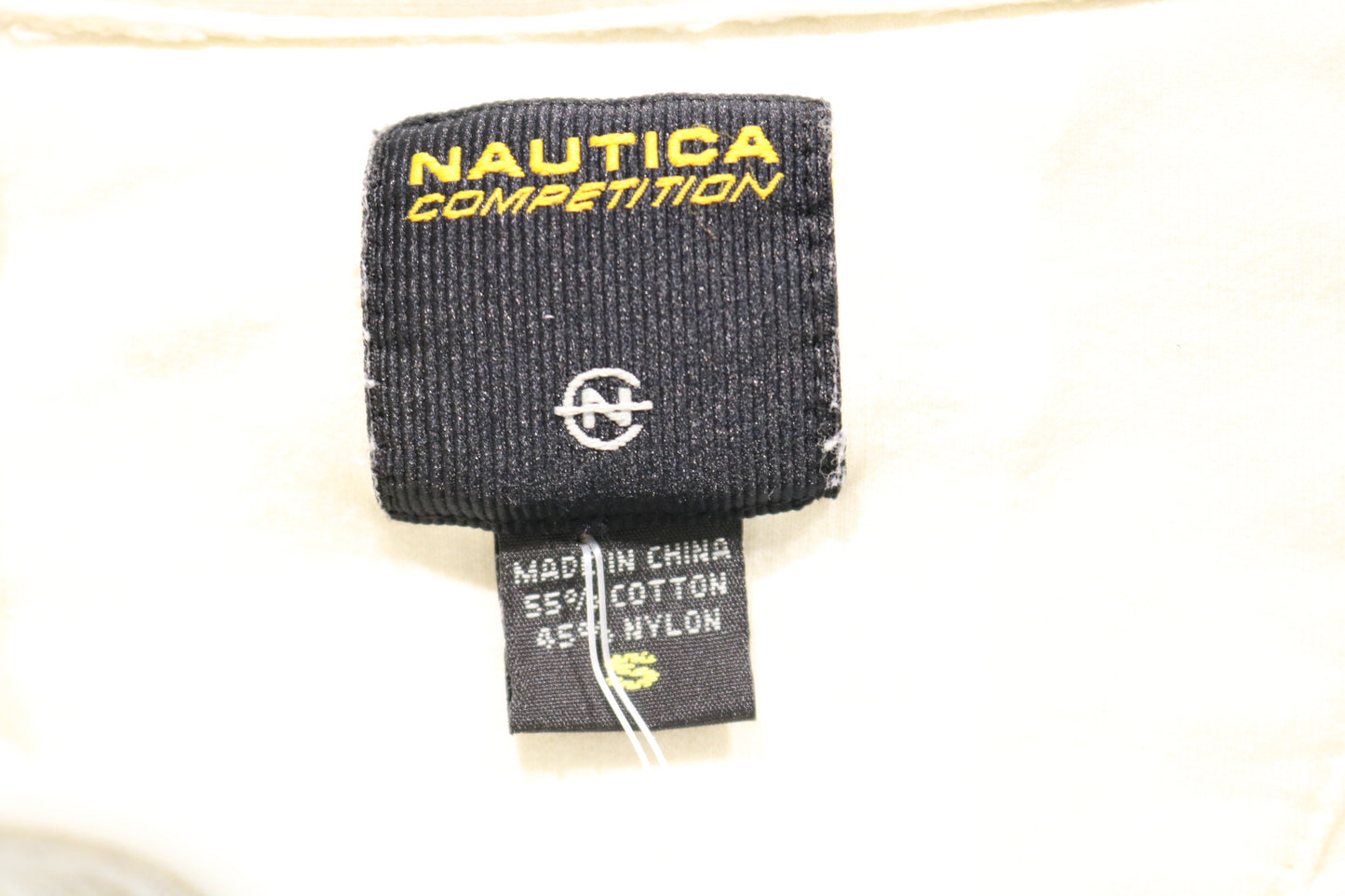 Nautica-Competition Quarter-Zip Sweatshirt | Vintage 90s Cream Pullover Top | Minimalist Embroidered Fleece