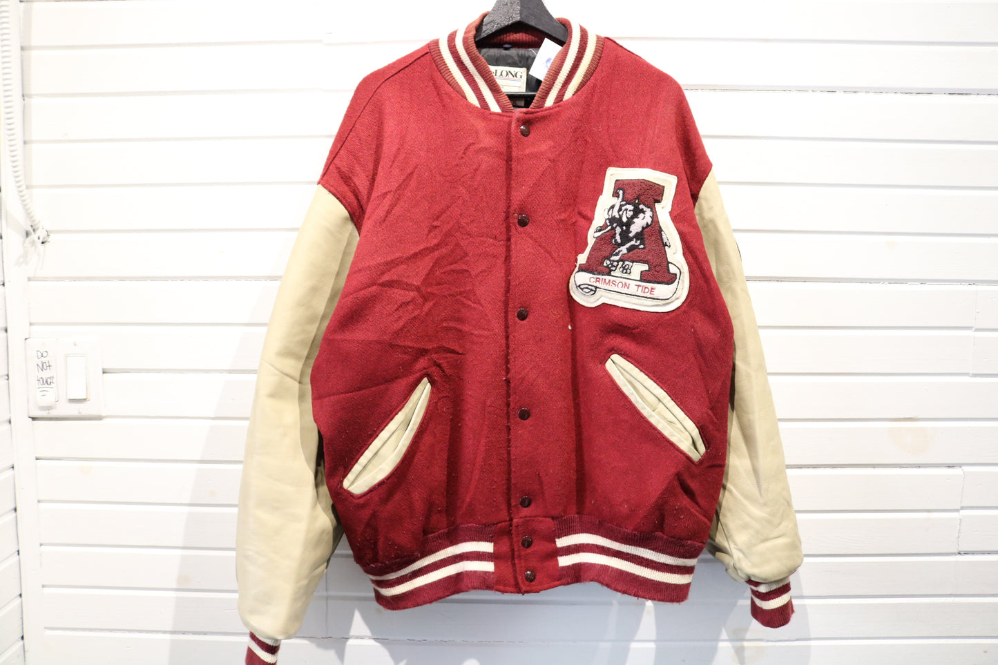 Alabama-Crimson-Tide Varsity Jacket | Vintage 80s Collegiate Wool Leather Letterman Coat | NCAA Fan Outerwear