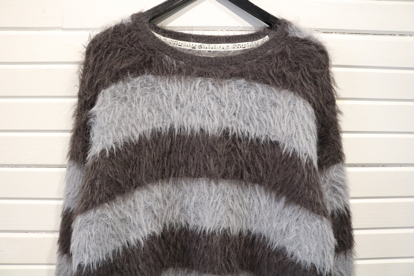 Number (N)ine Sweater | Vintage Fuzzy Striped Knit Pullover | Unique Textured Menswear