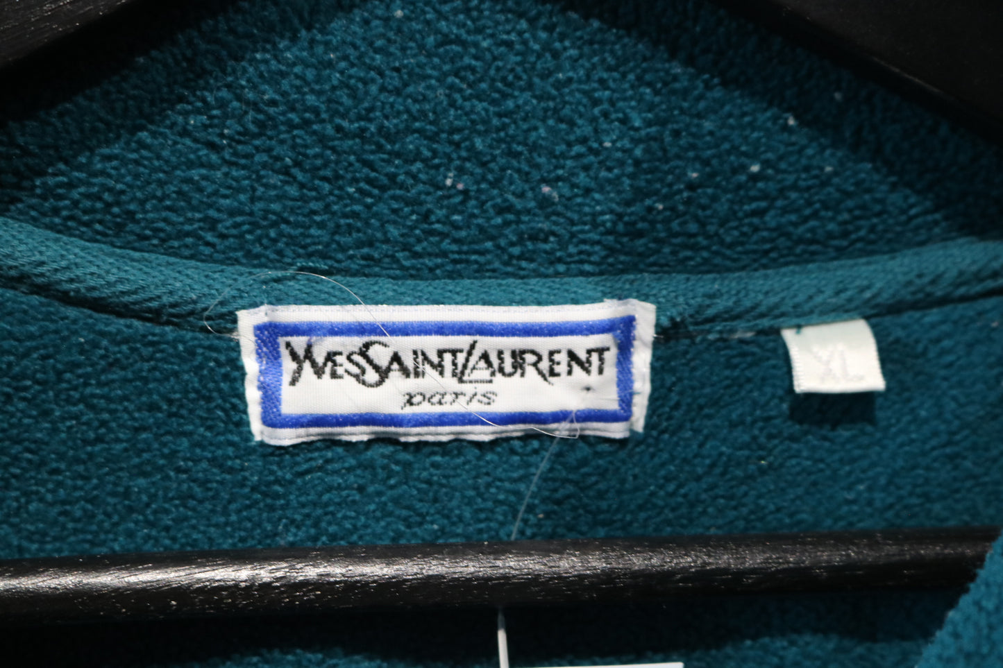 Yves-Saint-Laurent Fleece Pullover | Vintage 90s Teal Half-Zip Sweatshirt | Classic Logo Outdoor Layer