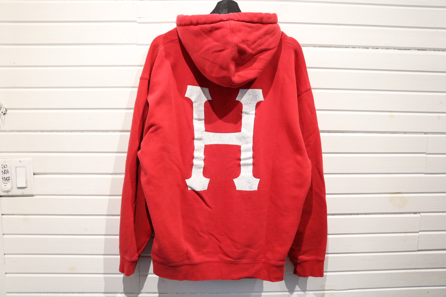 HUF Thrasher Hoodie | Vintage 2010s Red Graphic Pullover Sweatshirt | Skateboarding Streetwear