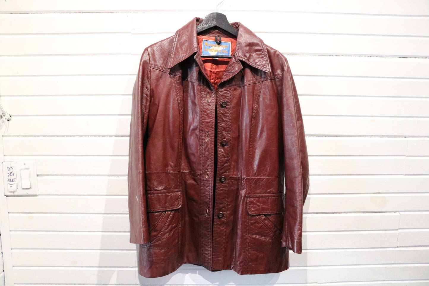 Mountaineer-Leathers Inc Burgundy Leather Jacket | Vintage 1970s Long Button-Up Coat | Classic Outerwear