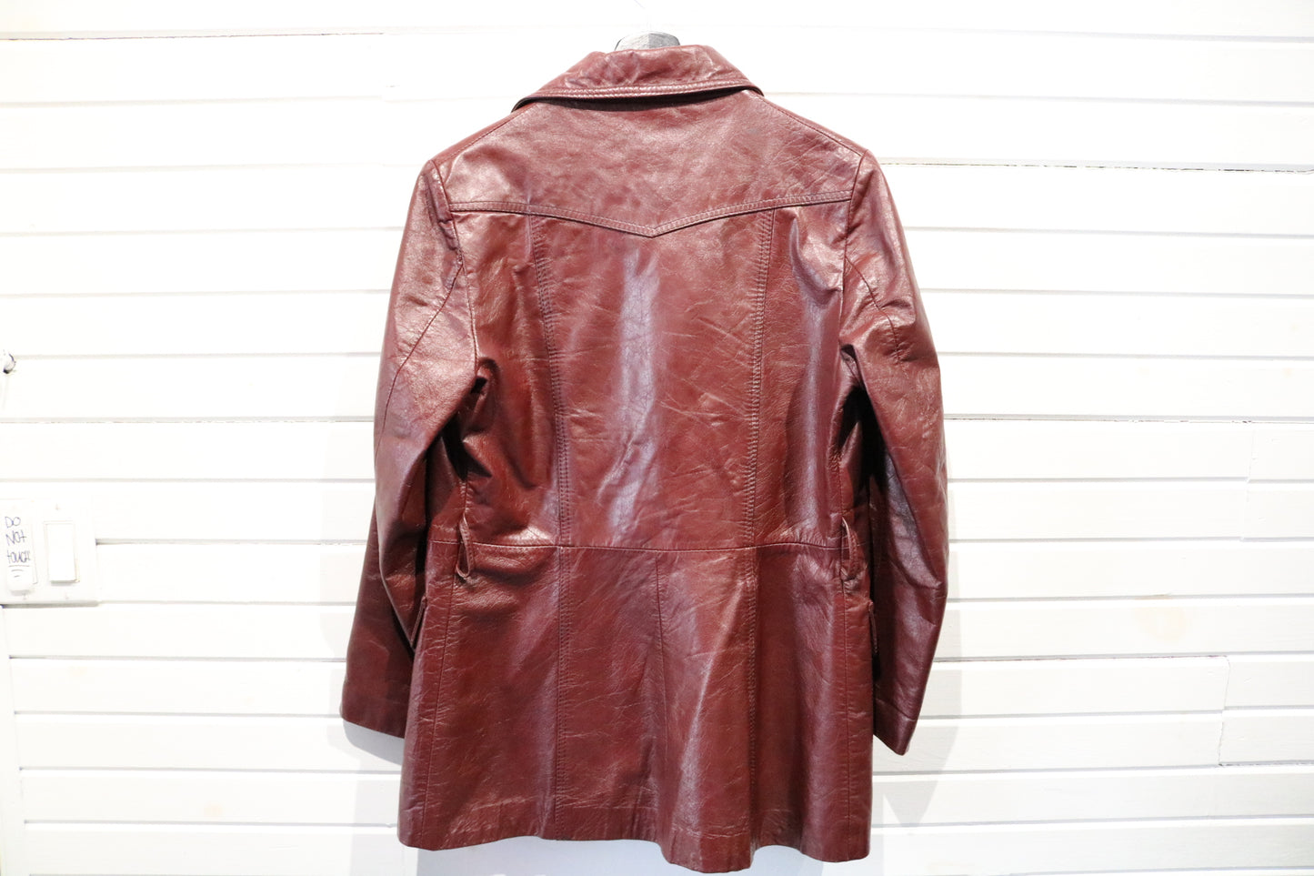 Mountaineer-Leathers Inc Burgundy Leather Jacket | Vintage 1970s Long Button-Up Coat | Classic Outerwear