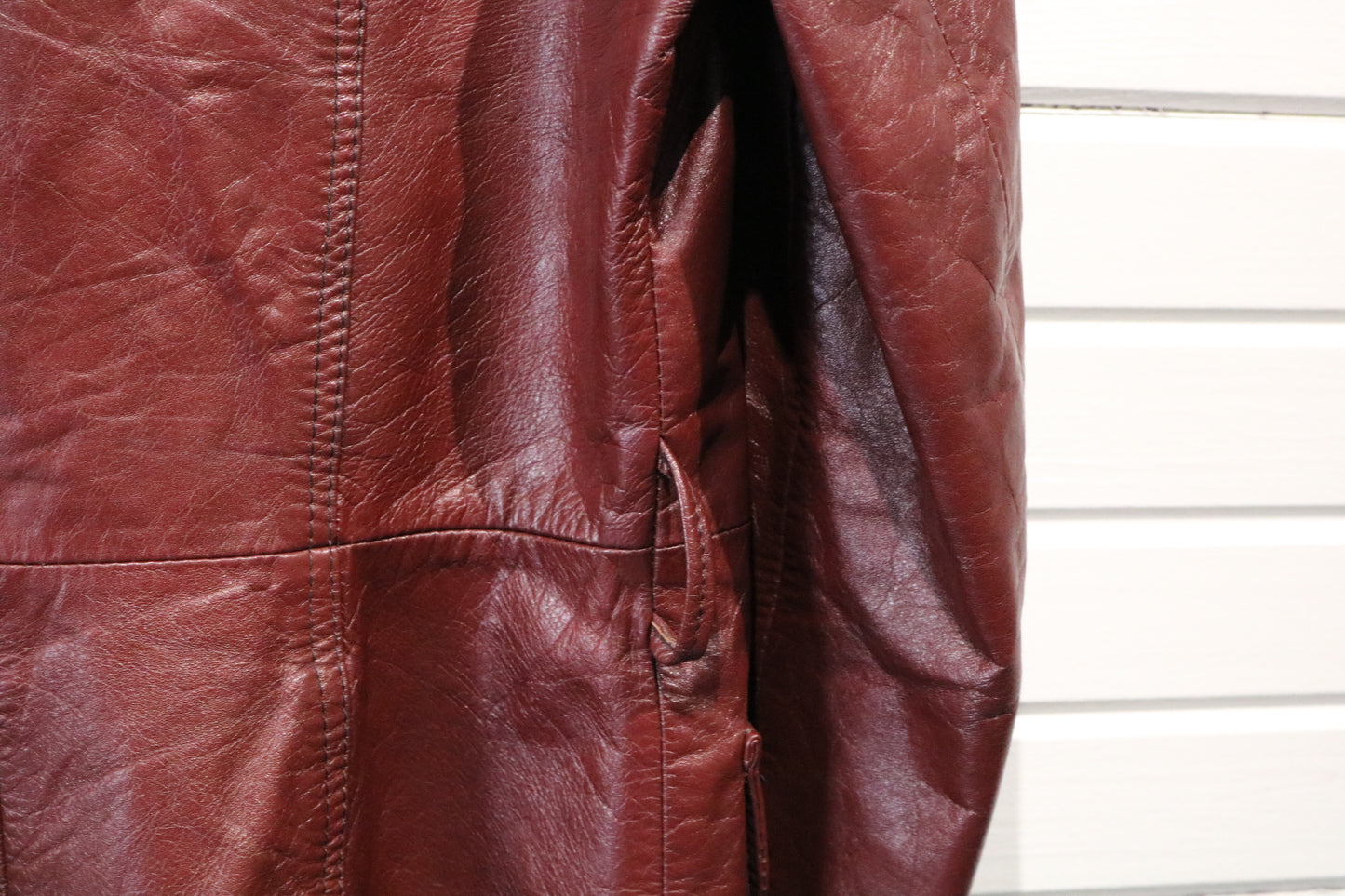 Mountaineer-Leathers Inc Burgundy Leather Jacket | Vintage 1970s Long Button-Up Coat | Classic Outerwear