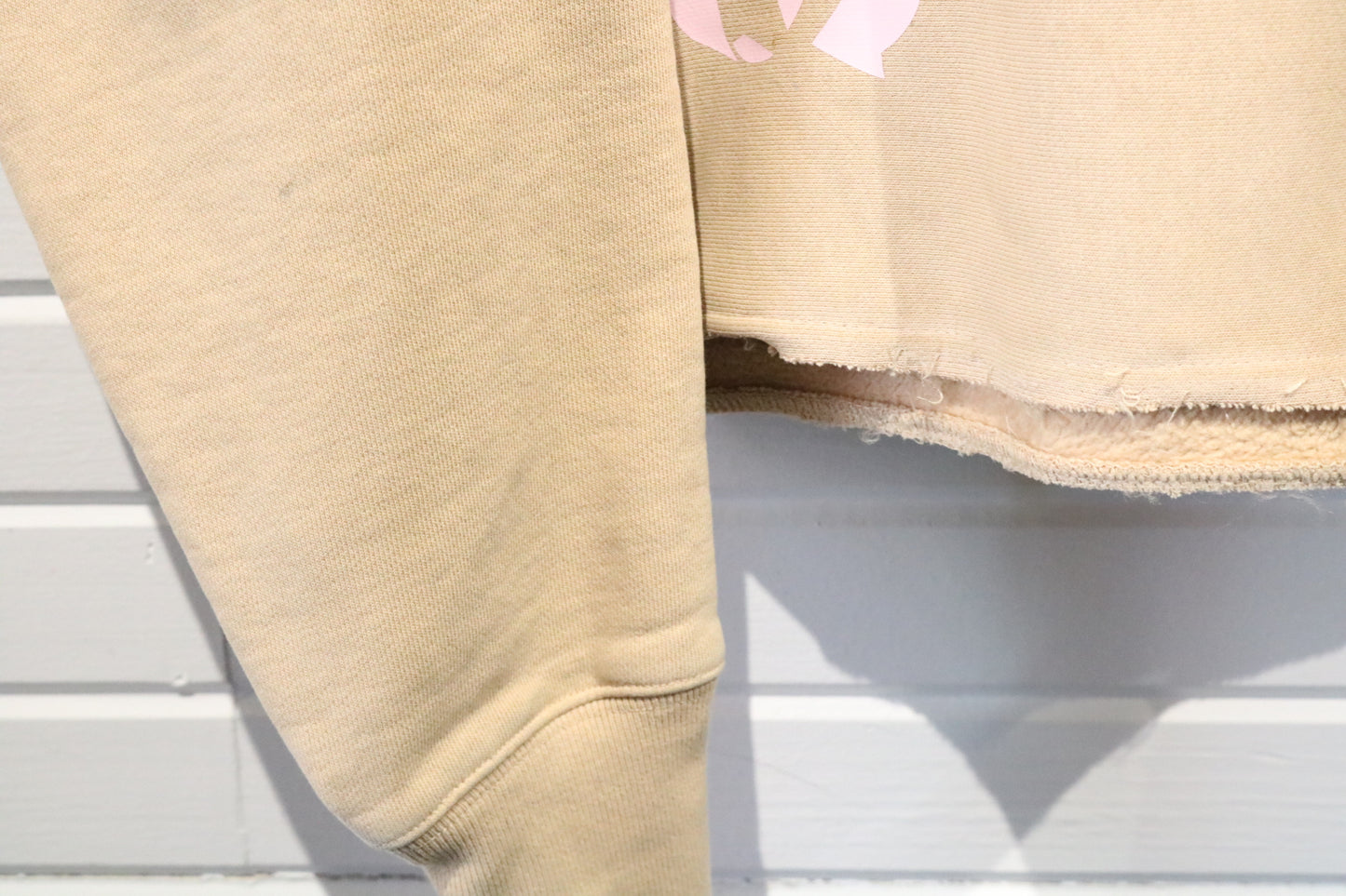 Champion Reverse-Weave Hoodie | Vintage Graphic Tan Sweatshirt | Relocation Staff Print Size Large