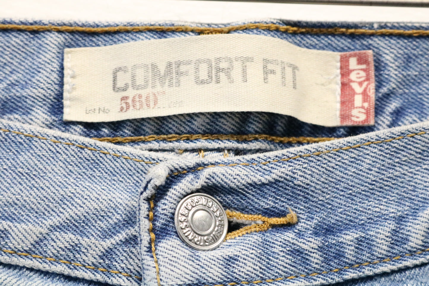 Levi's 560 Comfort-Fit Jeans | Vintage 90s Light Wash Denim with Neon Accents | Distressed Hem Urban Streetwear