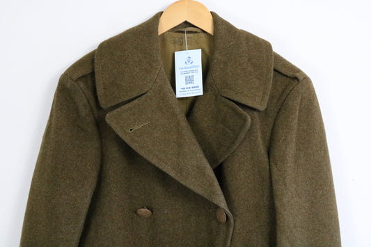 Vintage US Military Wool Overcoat | 1940s Brown Double-Breasted Peacoat | Classic Outerwear