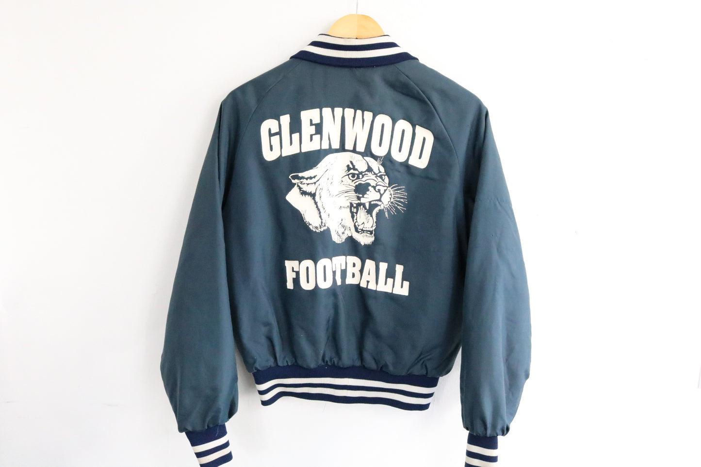 Glenwood Football Varsity Jacket | Vintage 1970s Letterman Cat Patch Jacket | Classic School Sports Outerwear