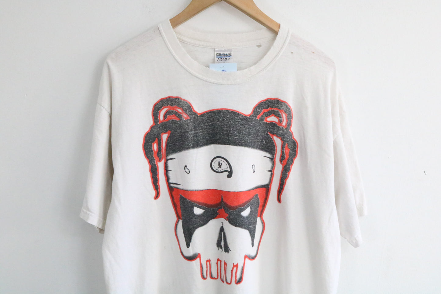 ABK Skull Graphic T-Shirt | Vintage 2000s Bold Masked Skull Band Tee | Classic Collector's Music Shirt