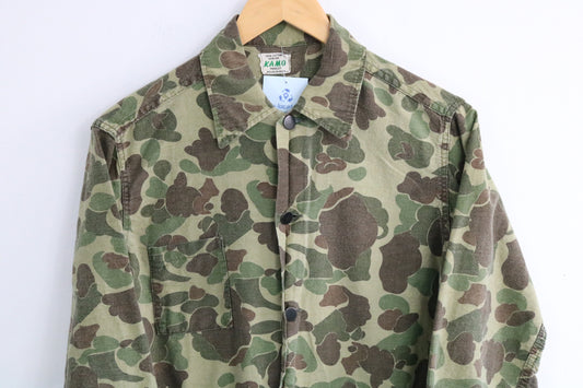 Kamo Camo Button-Up Shirt | Vintage 1980s Woodland Camouflage Utility Shirt | Classic Outdoor Military Top