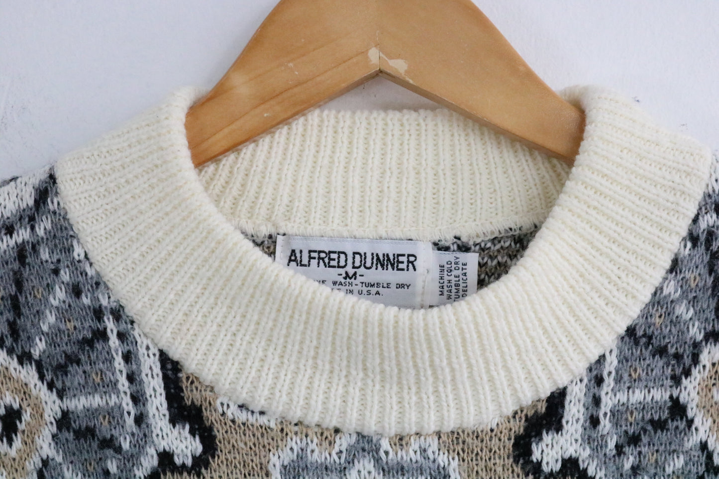Alfred-Dunner Knit Sweater | Vintage 1980s Ornate Pattern Pullover Crewneck | Classic Knitwear