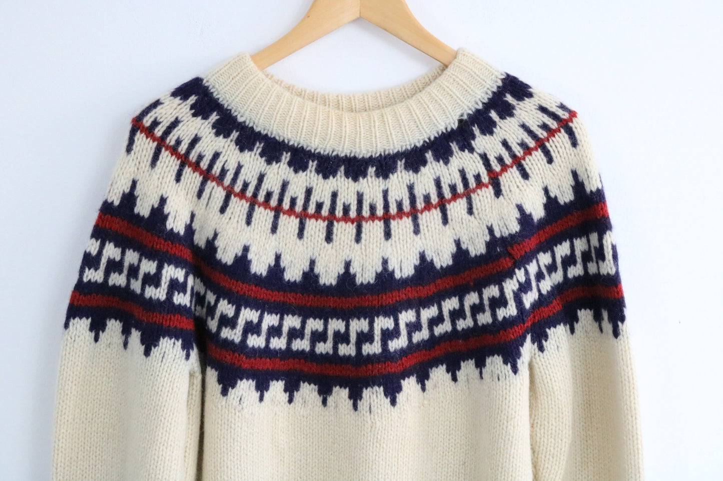 Filene's Knit Wool Sweater | Vintage 1980s Nordic Pattern Pullover | Classic Winter Knitwear