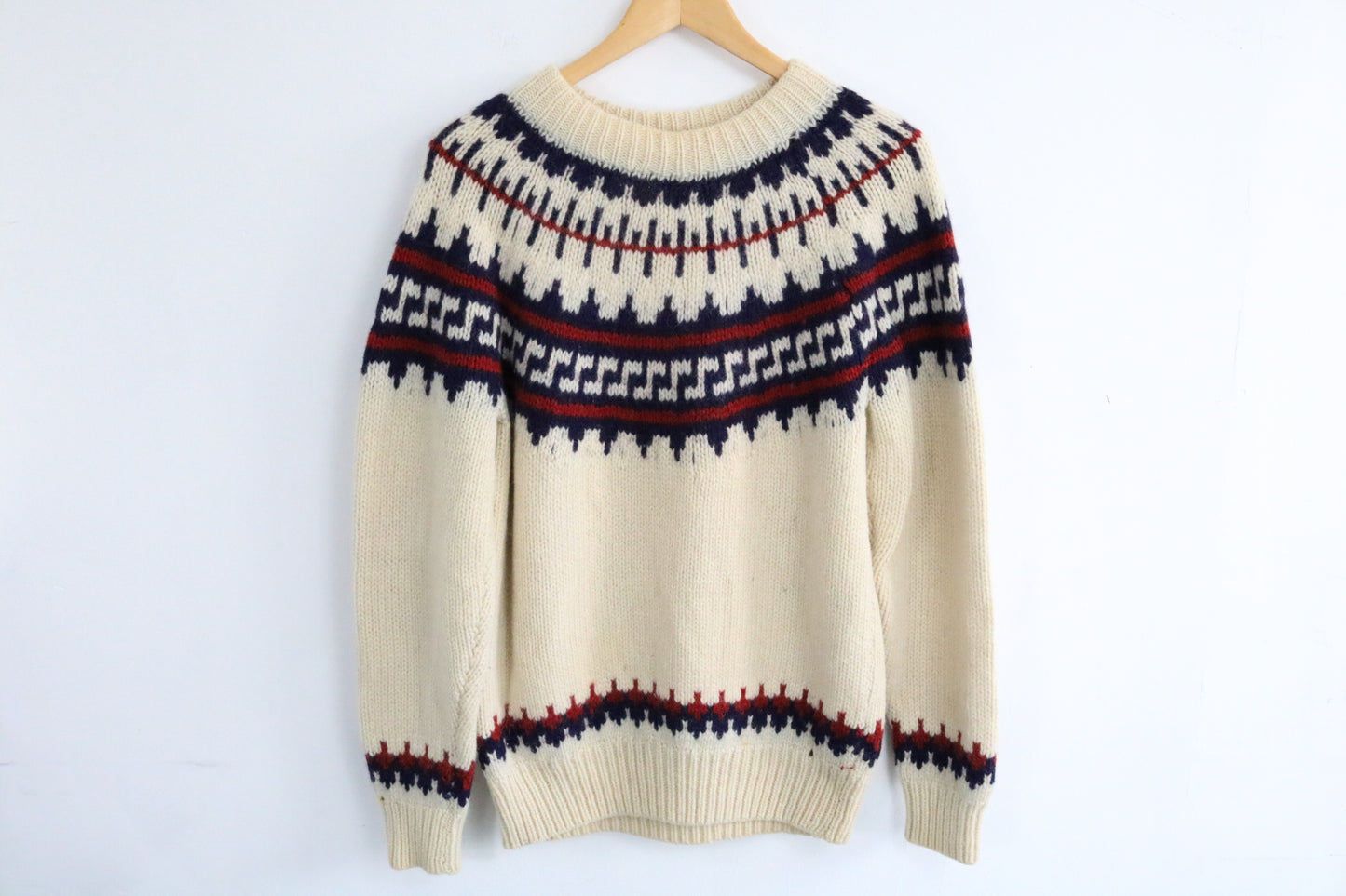 Filene's Knit Wool Sweater | Vintage 1980s Nordic Pattern Pullover | Classic Winter Knitwear