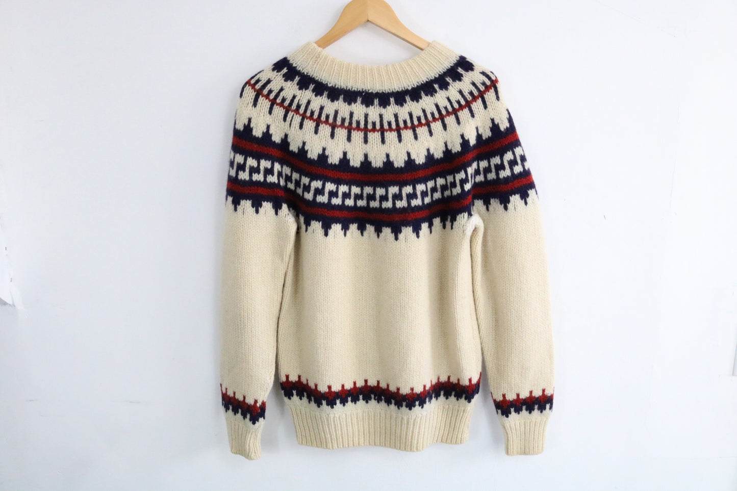 Filene's Knit Wool Sweater | Vintage 1980s Nordic Pattern Pullover | Classic Winter Knitwear
