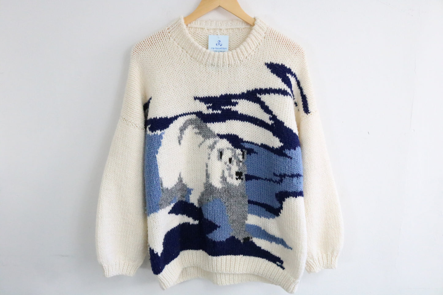 Vintage Polar Bear Knit Sweater | Retro 1980s Animal Graphic Pullover | Classic Winter Knitwear