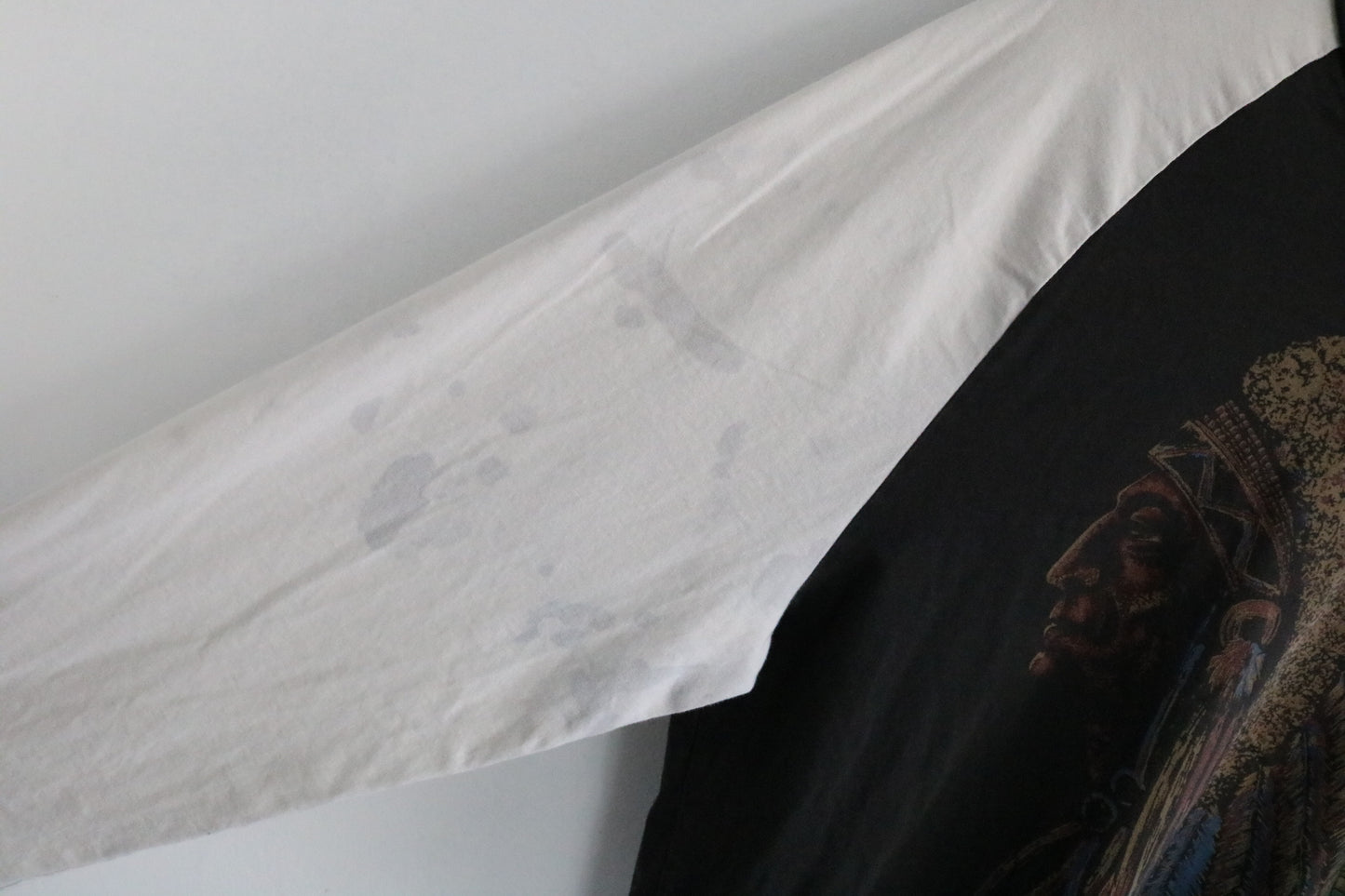 Ralph-Lauren Long Sleeve T-Shirt | Vintage 1990s Native Chief Graphic Raglan Tee | Unique Art Top