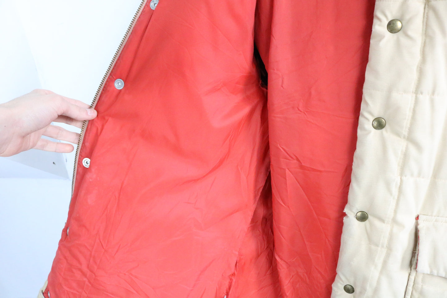 Faux Fur Hooded Parka | Vintage Quilted Insulated Winter Coat | Beige Brown Outerwear