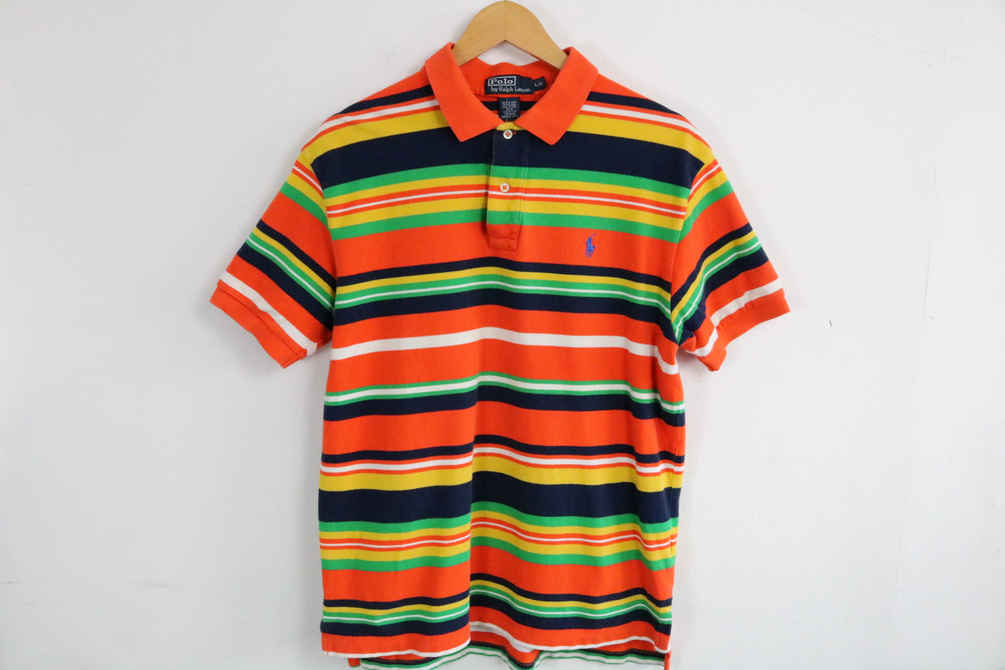 Polo Ralph-Lauren Polo Shirt | Vintage Bold Multi-Stripe Cotton Polo | Classic Casual Menswear