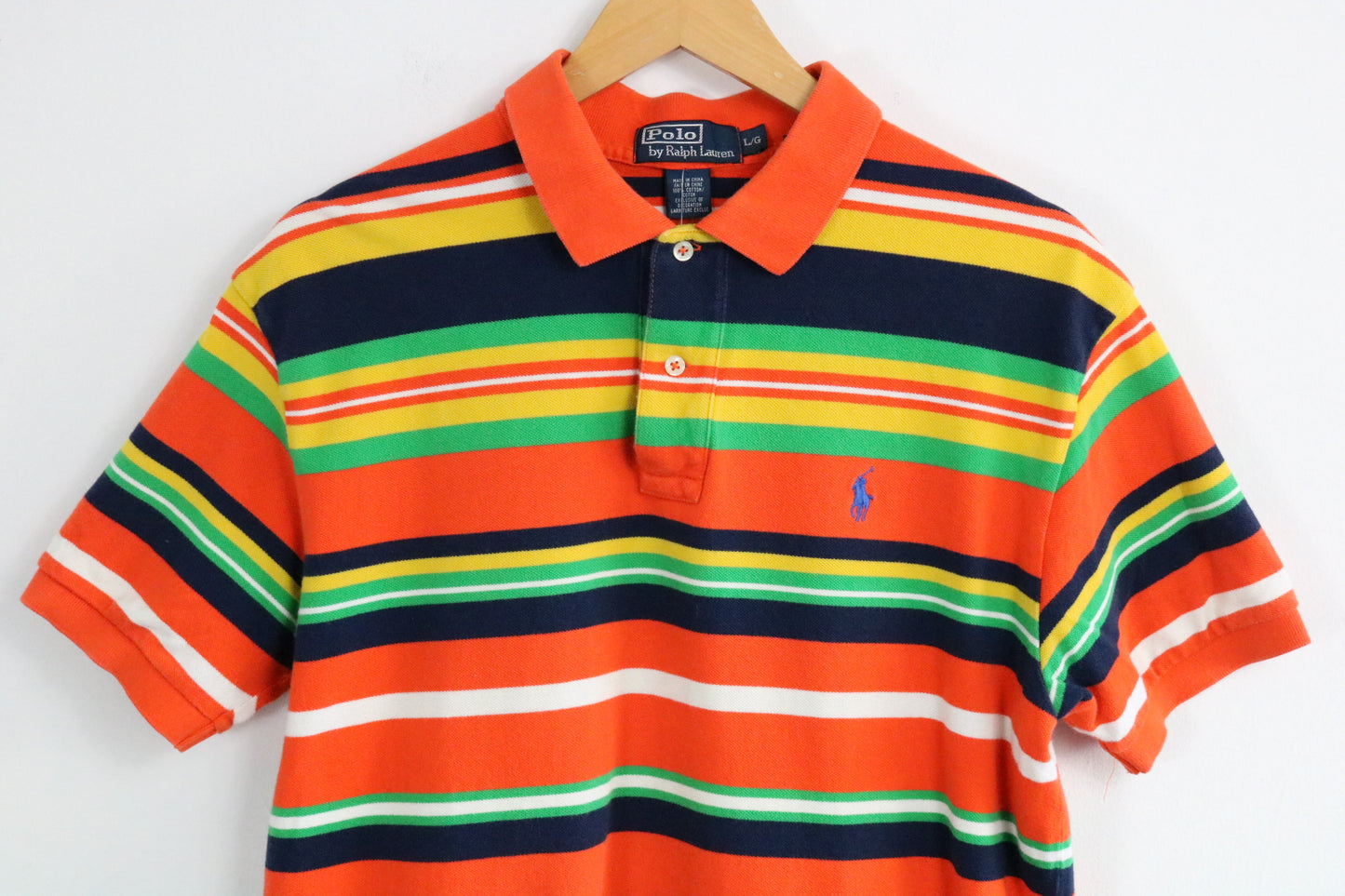 Polo Ralph-Lauren Polo Shirt | Vintage Bold Multi-Stripe Cotton Polo | Classic Casual Menswear