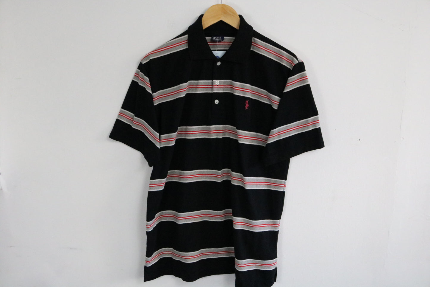 Polo Striped Polo Shirt | Vintage 90s Classic Collegiate Stripe Polo Top | Retro Short Sleeve Casualwear