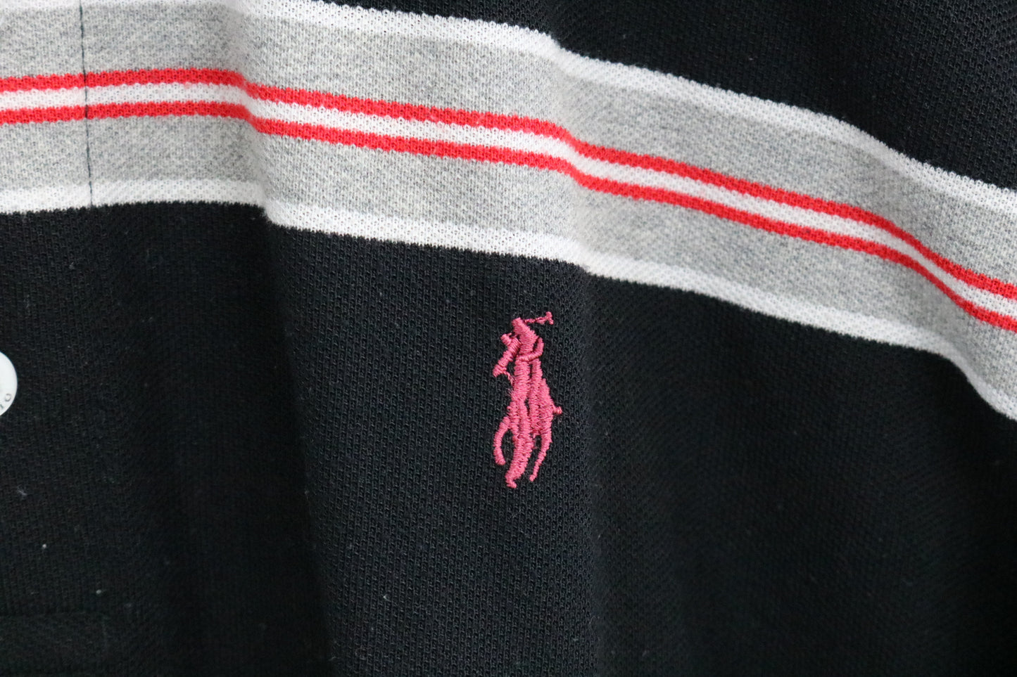 Polo Striped Polo Shirt | Vintage 90s Classic Collegiate Stripe Polo Top | Retro Short Sleeve Casualwear