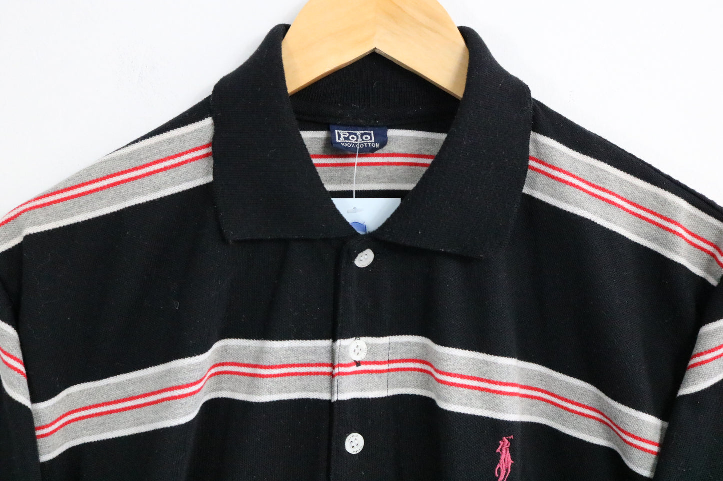 Polo Striped Polo Shirt | Vintage 90s Classic Collegiate Stripe Polo Top | Retro Short Sleeve Casualwear