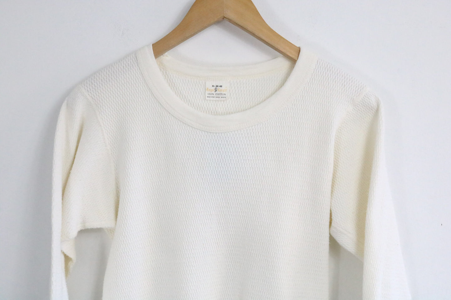 Royal-Knight Thermal Waffle Shirt | Vintage Classic Long Sleeve Layering Top | Cozy Cotton Loungewear