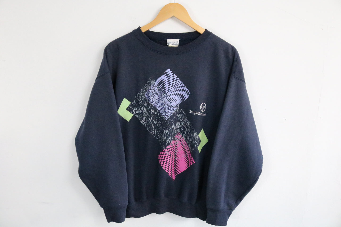 Sergio-Tacchini Sweater | Vintage 90s Geometric Graphic Crewneck Sweatshirt | Classic Sportswear
