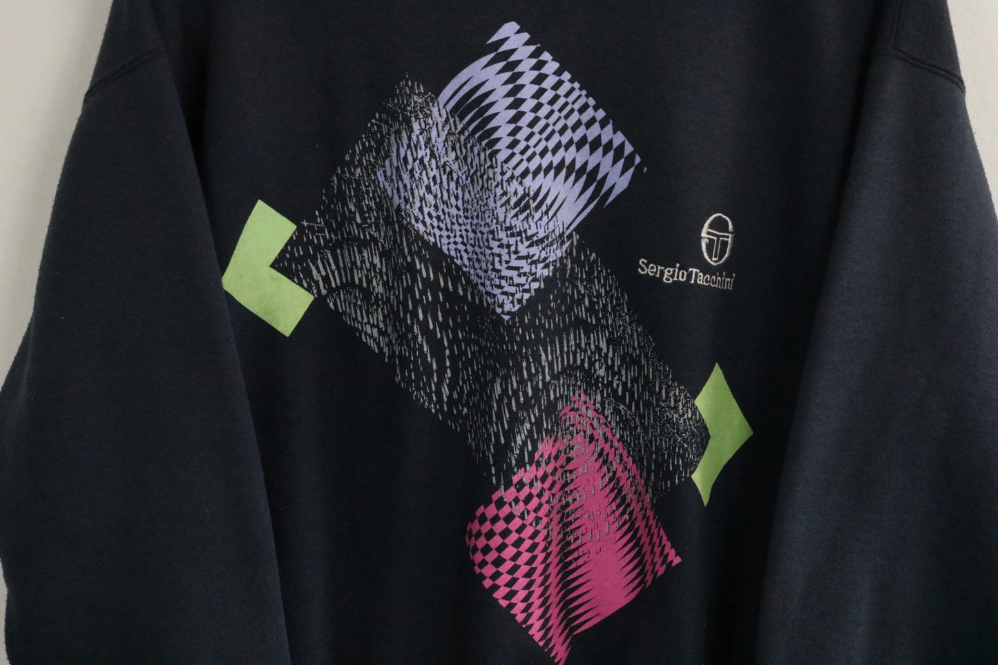 Sergio-Tacchini Sweater | Vintage 90s Geometric Graphic Crewneck Sweatshirt | Classic Sportswear