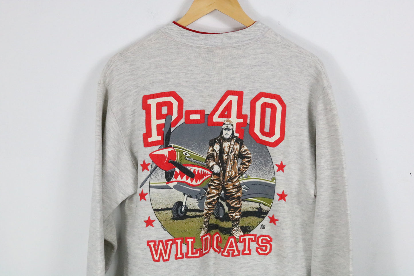 P-40 Wildcats Sweatshirt | Vintage 1990s Flyboys Aviation Graphic Pullover | Military History Crewneck