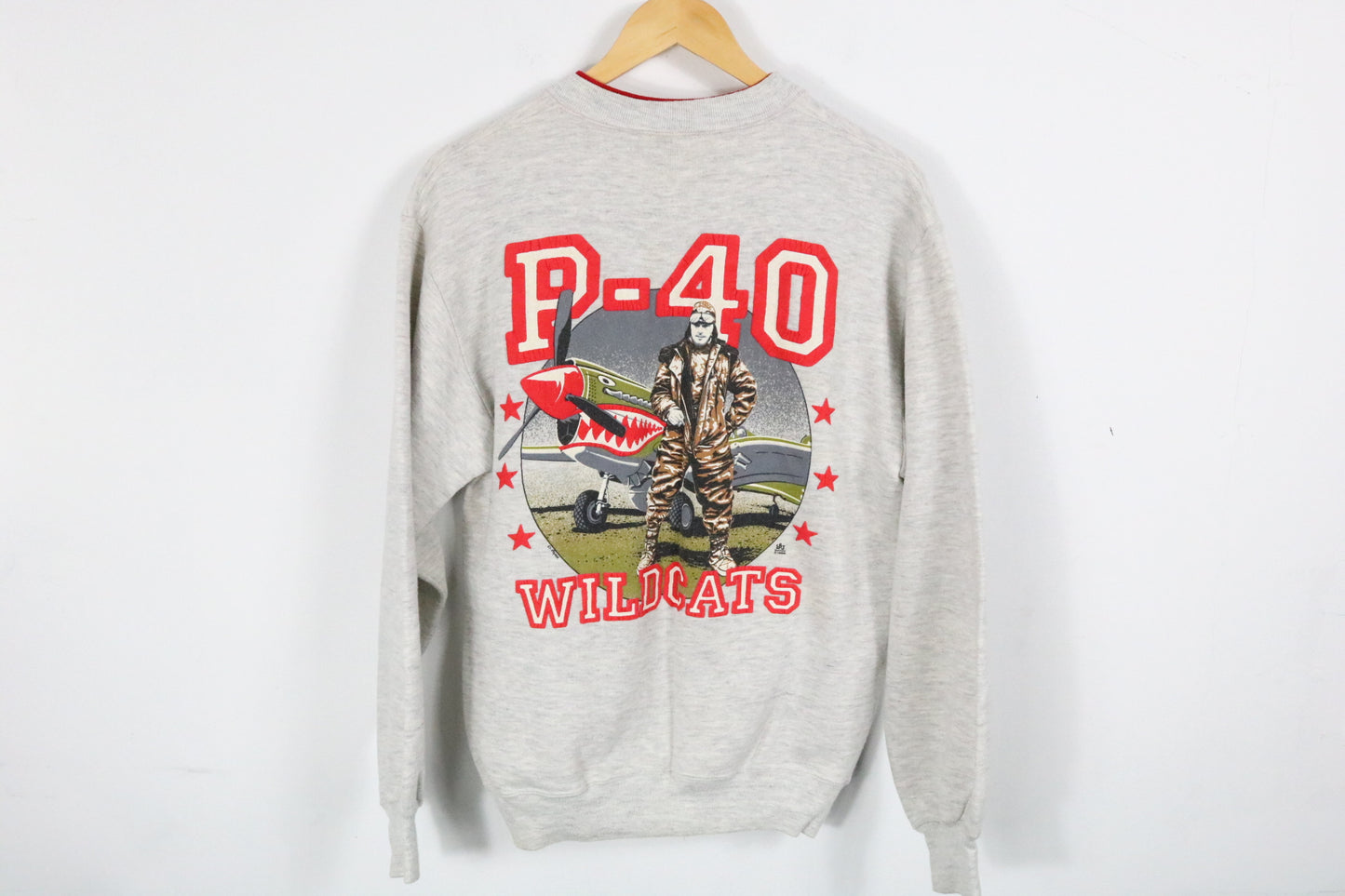 P-40 Wildcats Sweatshirt | Vintage 1990s Flyboys Aviation Graphic Pullover | Military History Crewneck
