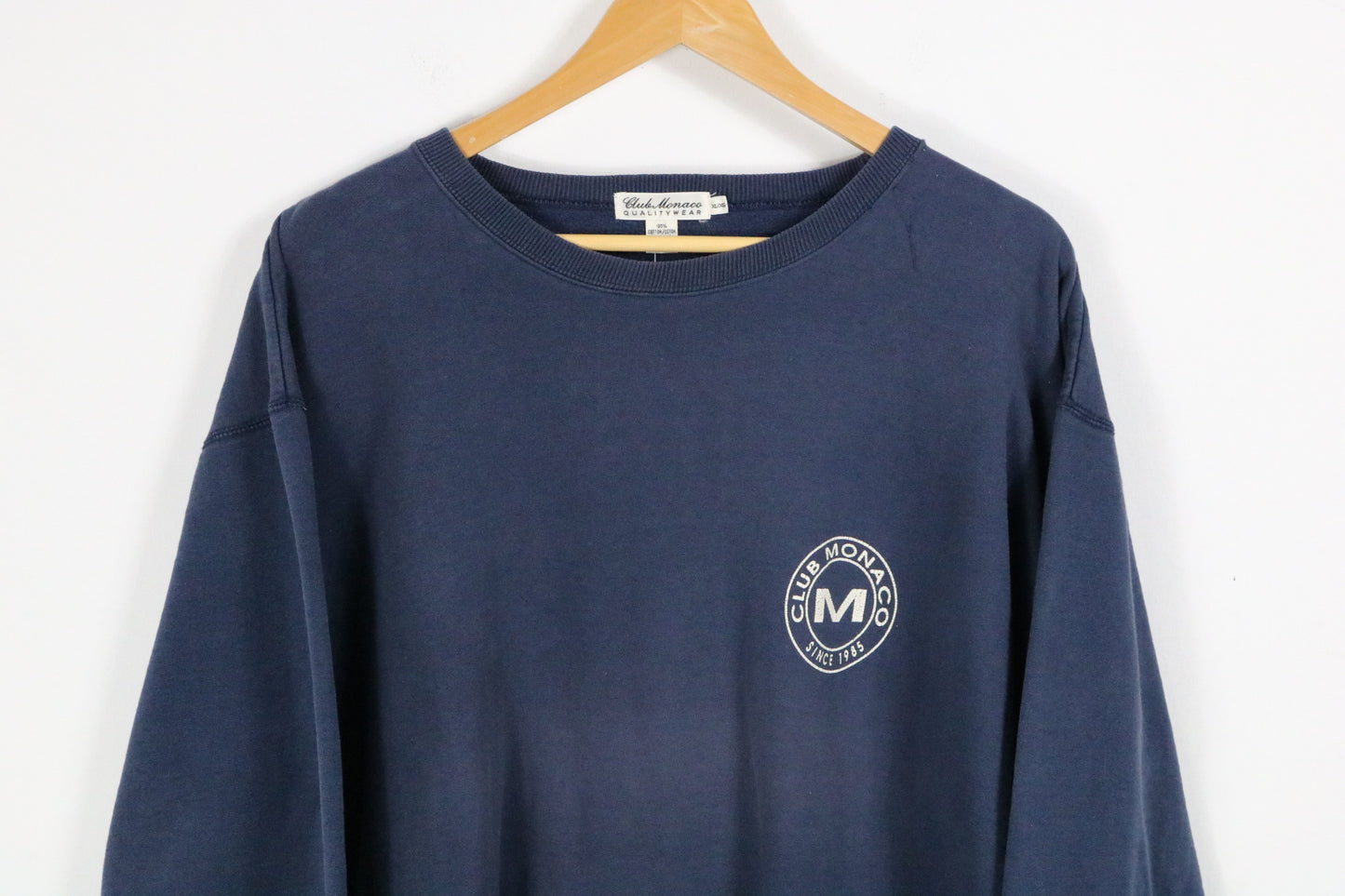 Club-Monaco Sweatshirt | Vintage 90s Logo Graphic Crewneck | Classic Navy Pullover