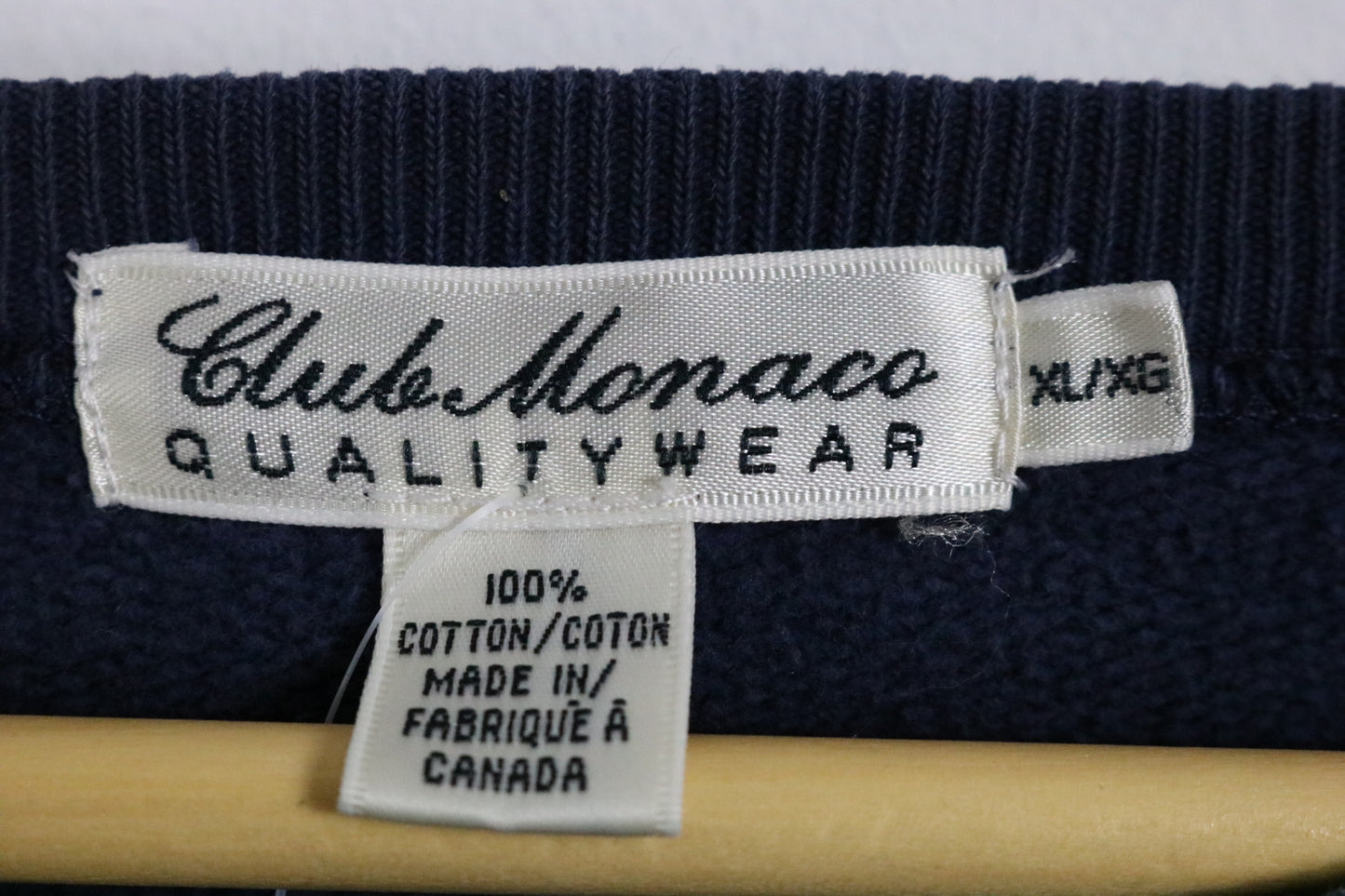 Club-Monaco Sweatshirt | Vintage 90s Logo Graphic Crewneck | Classic Navy Pullover