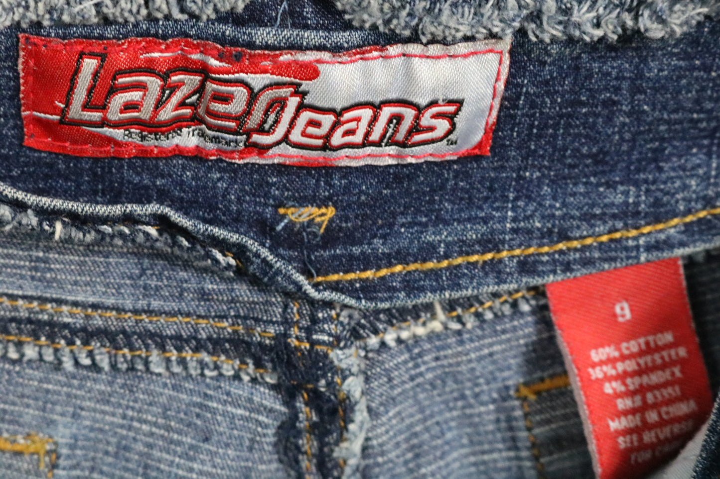 Lazerjeans Denim Pants | Vintage Western Lace-Up Jeans with Brown Suede Panels | Distressed Blue Cowboy Style