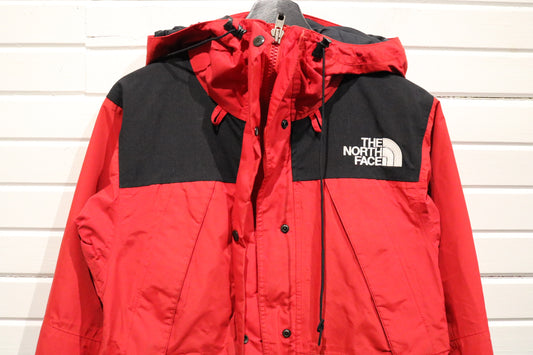 North-Face Hooded Jacket | Vintage 2000s Red-Black Waterproof Outdoor Shell Coat | Technical Hiking Outerwear