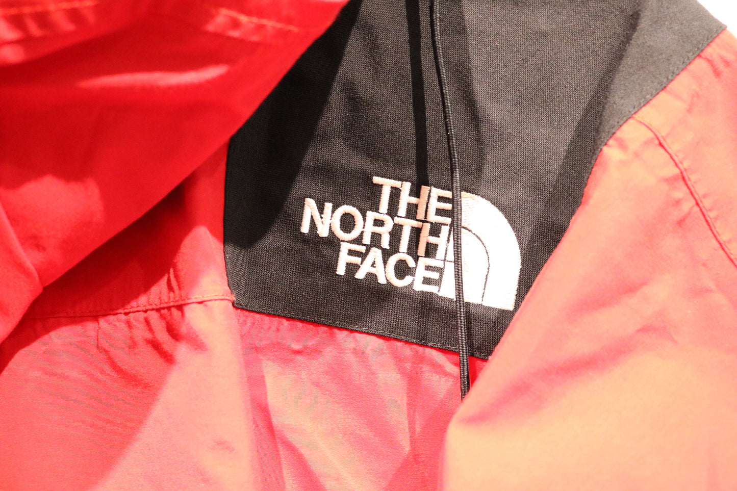 North-Face Hooded Jacket | Vintage 2000s Red-Black Waterproof Outdoor Shell Coat | Technical Hiking Outerwear