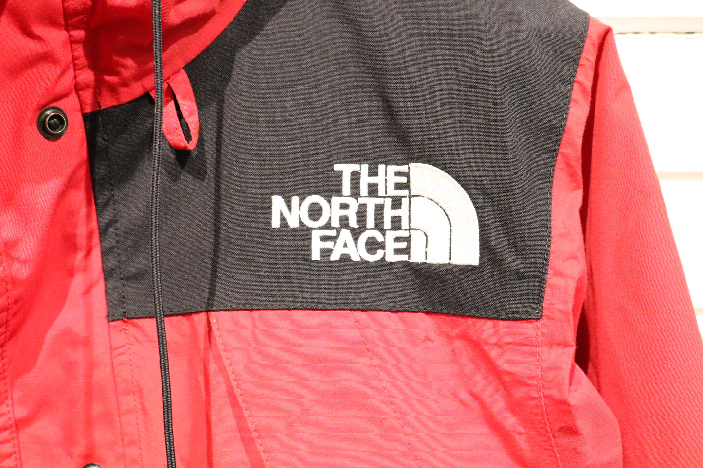 North-Face Hooded Jacket | Vintage 2000s Red-Black Waterproof Outdoor Shell Coat | Technical Hiking Outerwear